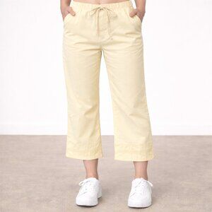 J Jill Pants Womens 12 Yellow Cotton Lycra Stretch Eyelet Detail Drawstring